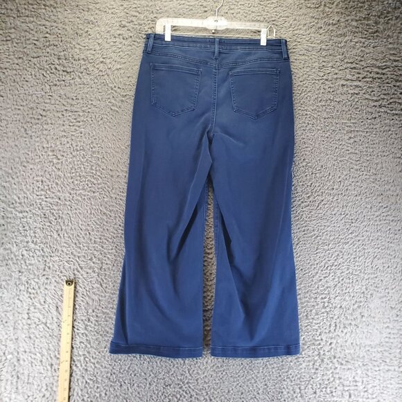 NYDJ Jeans Womens 10 Blue Bridgewater Wide Leg Stretch Denim Cropped - Picture 13 of 14